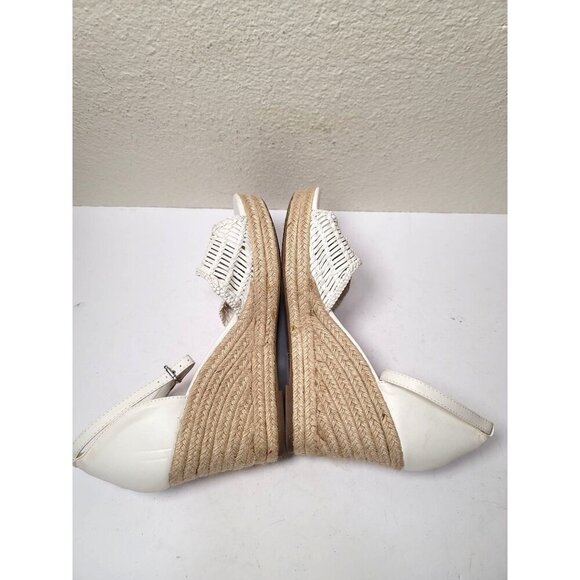 Ana Horizon Espadrille White Woven Wedge Sandals Size 11 Ankle Strap Open Toe - Picture 5 of 11